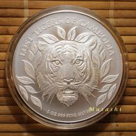 Lost Tigers of Cambodia 2022 Silbermünze 5 Oz Unze (gekapselt) Erstausgabe