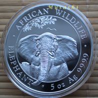 5 Oz Somalia Elefant Silber 2021 African Wildlife (gekapselt) st