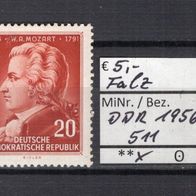 DDR 1956 200. Geburtstag von Wolfgang A. Mozart MiNr. 511 ungebraucht Falz