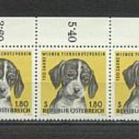 Österreich MiNr. 1208 Tierschutzverein 5-er Randstreifen postfr. M€ >2,00 #1295