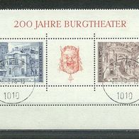 Österreich Block 3 (MiNr. 1507/08) Burgtheater Randstück gest. M€ >1,70 #K86
