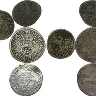 Lot Brandenburg-Ansbach 2 1/2 Kreuzer 1777 + 3 weitere Kleinmünzen