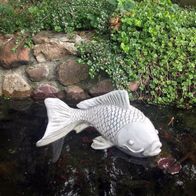 Massive Steinfigur Soragoi Koi groß Fisch Teich Steinkoi aus Steinguss
