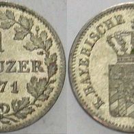 Bayern 1 Kreuzer 1871 König LUDWIG II. (1864-1886) f. stgl.