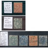 Briefmarken Italien 1865 / 1891 - 6 Marken