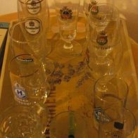 12 verschiedene ältere Biergläser