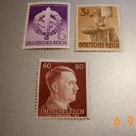 3 Marken Deutsches Reich -RAD, Freimarke A. Hitler, Wehrkampftage der SA * *