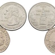 Ausland diverse Kleinmünzen 3 Stück U.S.A. 1/4 Dollar s. Original-Scan