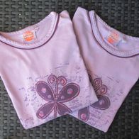 2 X Mädchen Schlafanzug Oberteile Gr. 128 + 140 lila Schmetterling Pyjama Teil