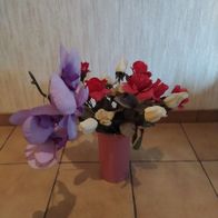 rosa Blumenvase mit Kunstblumenstrauss -----------8/23------