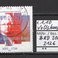 BRD / Bund 2000 250. Todestag von Johann Sebastian Bach MiNr. 2126 Vollstempel