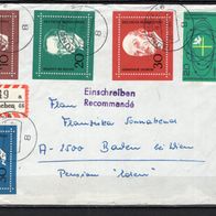 BRD / Bund 1968 1. Todestag von Konrad Adenauer MiNr. 554 - 557 Einschreiben gelaufen