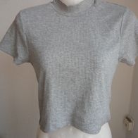 neuwertig FB Sister Crop Shirt kurzarm grau meliert Rippenoptik S
