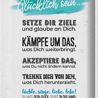 Blechschild Spruch Glücklich sein setze dir Ziele 30x40 cm Schild tin