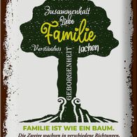 Blechschild Spruch Familie ist wie ein Baum 30x40 cm Deko Schild tin