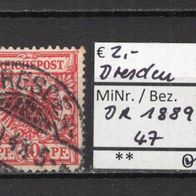 Deutsches Reich 1889 Freimarke: Wertziffer und Krone MiNr. 47 gestempelt Dresden