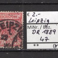 Deutsches Reich 1889 Freimarke: Wertziffer und Krone MiNr. 47 gestempelt Leipzig