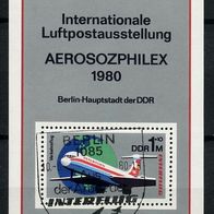 K051 - DDR Mi. Nr. Block 59 (2520) Interflug Luftpostausstellung o