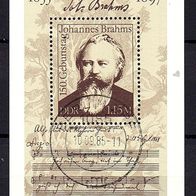 K068 - DDR Mi. Nr. Block 69 = 2764 Johannes Brahms - mit Ersttags-Sonderstempel o