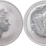 Australien Silber 1 Dollar 2012 Chin. Jahr des "DRACHEN" Privy Löwe, Lunar-Serie II