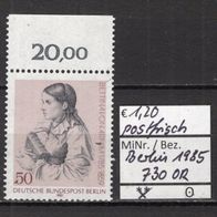 Berlin 1985 200. Geburtstag von Bettina von Arnim MiNr. 730 postfrisch Oberrand