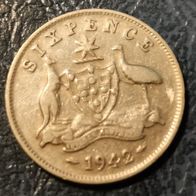 AUS : Australien 6 Pence 1942 Melbourne