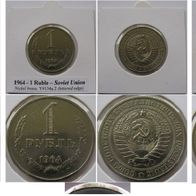 1961-1965, USSR, a set of 3 pcs 1-Ruble Soviet coins
