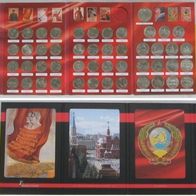 1965-1991, USSR, Collection album:64 pcs Soviet 1-3-5 Rubles coins