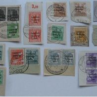1948, Deutschland, Sowjetische Zone, ein Satz von 14 Stk. Briefstücke (Mi DD 182-202)