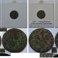 1664-1665, 1 Szelag Koronny, Polish-Lithuanian Commonwealth, 2 pcs old coins