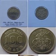 1964, Japan, 100 yen, Olympics Tokyo, Showa, silver coin