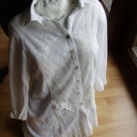 Carla F Bluse weiß creme Spitze ausgefallen 38