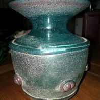 Glas Vase , türkis, sandstrahlbehandelt