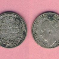 Niederlande 10 Cent 1930 Silber