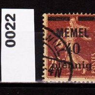 K172 - Memelgebiet Mi. Nr.22 Freimarken von Frankreich mit Aufdruck o