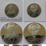 USSR, 1983, 1-Ruble commemorative coin, V. Tereshkova, Proof (mintage: 55, 000)