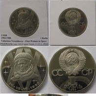 USSR, 1983/1988, 1-Ruble commemorative coin, V. Tereshkova, Proof