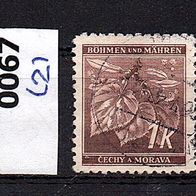 K194 - Böhmen und Mähren Mi. Nr.67 Lindenzweig (2) o