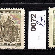 K202 - Böhmen und Mähren Mi. Nr. 72 a + 72 b Burg Pernstein o