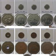 1974-1993, Japan, 1-100 Yen, a set of 6 pcs coins