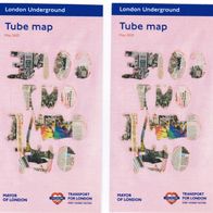 London Tube U-Bahn Sammelobjekt Taschenpläne Ausgabe hier: 05/2023 2 Stück NEU!