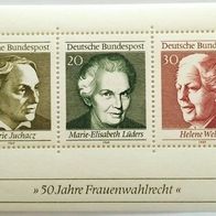 1969, Deutschland, Briefmarkenbogen: 50 Jahre Frauenwahlrecht, postfrisch