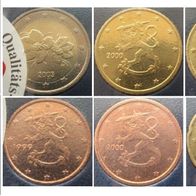 1999-2003, Finland, set of euro coins, certificate of authenticity