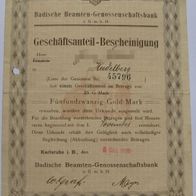 1926, Deutsches Reich, 25 Gold Mark, Geschäftsanteil-Bescheinigung Badische Beamten