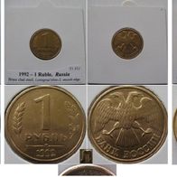 1992, Russia, 3 pcs 1-Ruble with 3 different mint marks