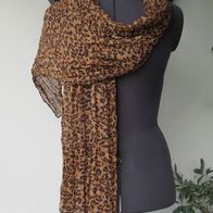 NEU: Großes Schal Tuch Leo Print braun 180x57cm Crinkle Halstuch Animal Leopard