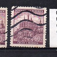 K303 - Böhmen und Mähren Mi. Nr. 27 (3-fach) + 28 (2-fach) Landschaften o