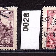K306 - Böhmen und Mähren Mi. Nr. 26 + 27 + 28 + 34 Landschaften o