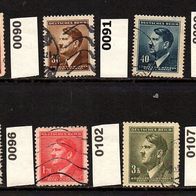 K322 - Böhmen und Mähren Mi. Nr. 69 + 90 + 91 + 92 + 93 + 96 + 102 + 107 o