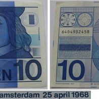 1968, Netherlands, 10 Gulden, banknote